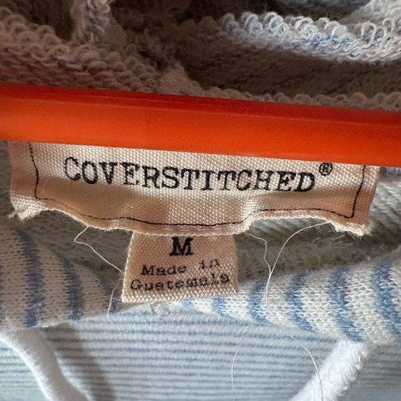 White and Blue Relaxed Ribbed Short Sleeve Nautical Preppy Swim Coverup - Picture 5 of 5